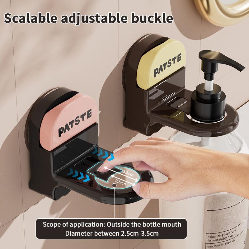 Adjustable Shower Bottle Rack Wall Mounted Suction Cup Shampoo Bottle Plastic Holder Hand Soap Dispenser Hook Free Punching
