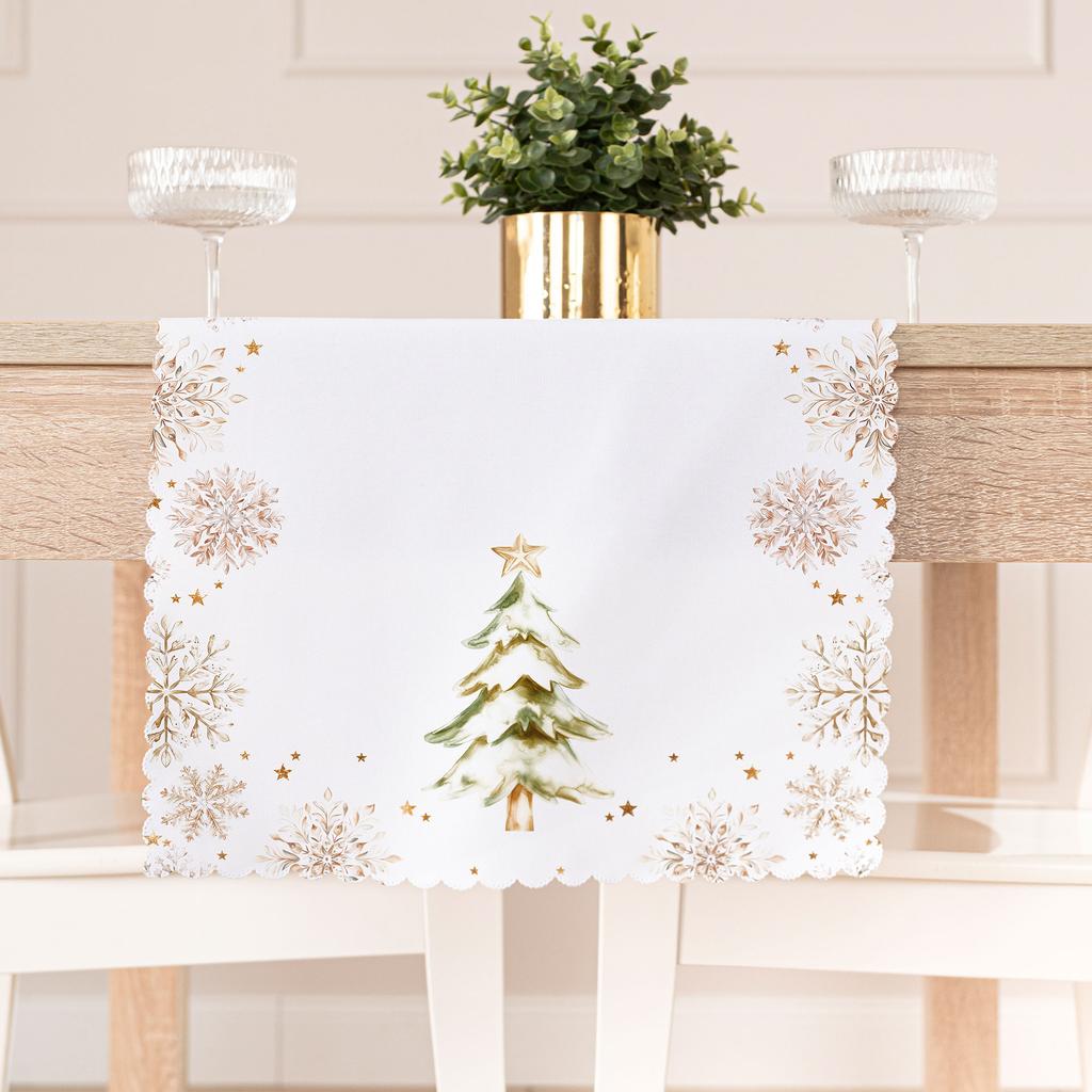 Christmas Trees - Waterproof Table Runner - 38X140 - White