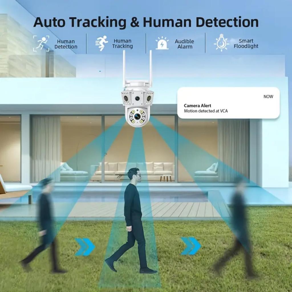 Dual Lens 6MP WiFi Security Camera, PTZ Wireless Home Security Camera,2.4/5GHz Wireless Camera, Video Surveillance for Home CCTV Security (NO Plug)