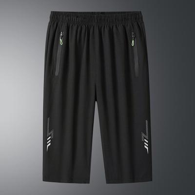 Men's Spring and Summer Plus Size Solid Colour Seven Minute Trousers Men's Sports Shorts Quick Drying Casual Trousers Beach Trousers