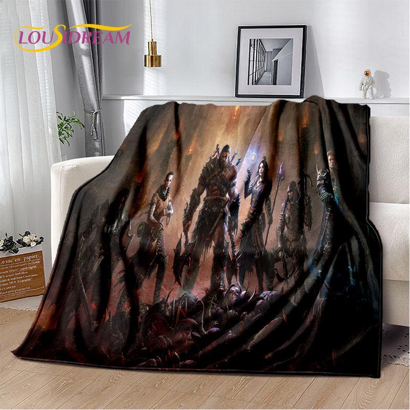 Koc 3D Diablo Gra Gamer Kreskówka Miękki Pluszowy, Koc Flanelowy Koc Narzuta na Salon Sypialnię Łóżko Sofa Piknik Okrycie Dzieci