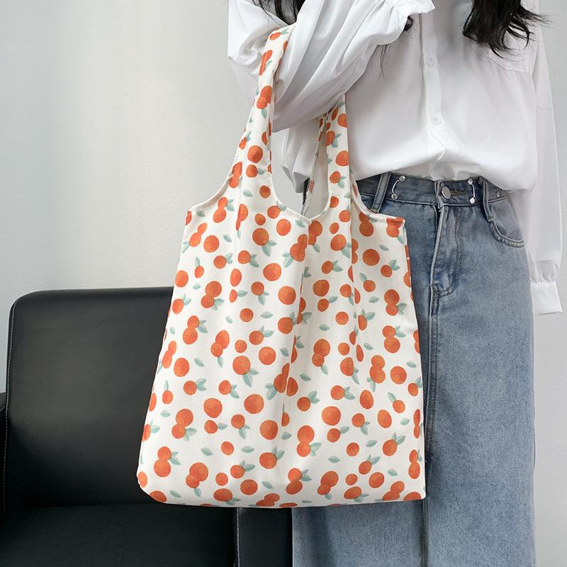 Retro Polka Dot Canvas Tote Bag - Versatile, Large Capacity Shoulder Bag for Women and College Students