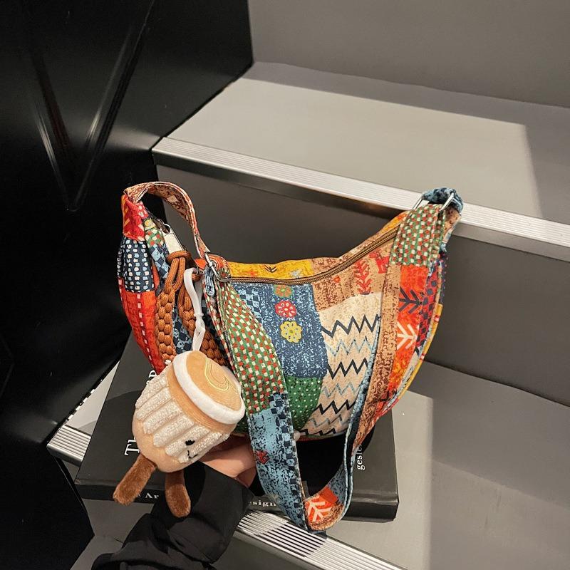 Contrast color painted dumpling bag new texture casual personalized cloth bag fashion shoulder messenger bag