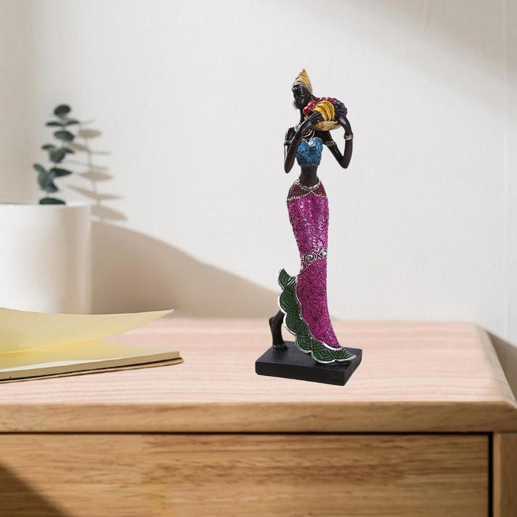 Africké ženy Figurové umění Sochy Tribal Lady Figurka Socha žlutá