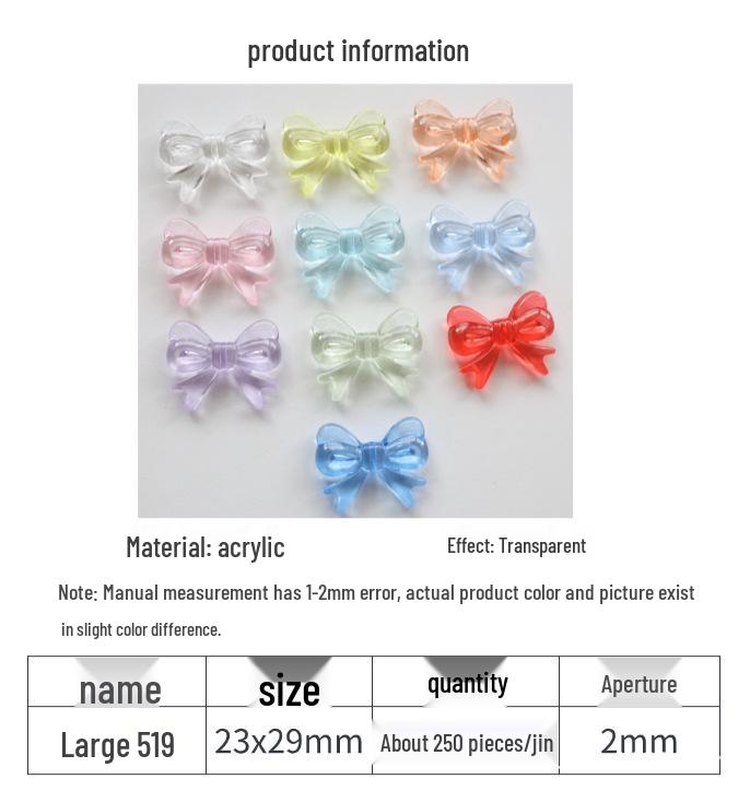 Colorful Transparent Princess Bow Knot Bead DIY Phone & Bracelet Chain