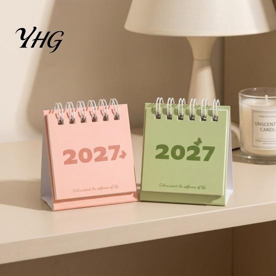 Clear Date Tracking Planner Mini Desk Calendar 2027, Jan. 2027 to Dec. Standing Flip Small Durable Daily Schedule Organizer Desktop Calendar,