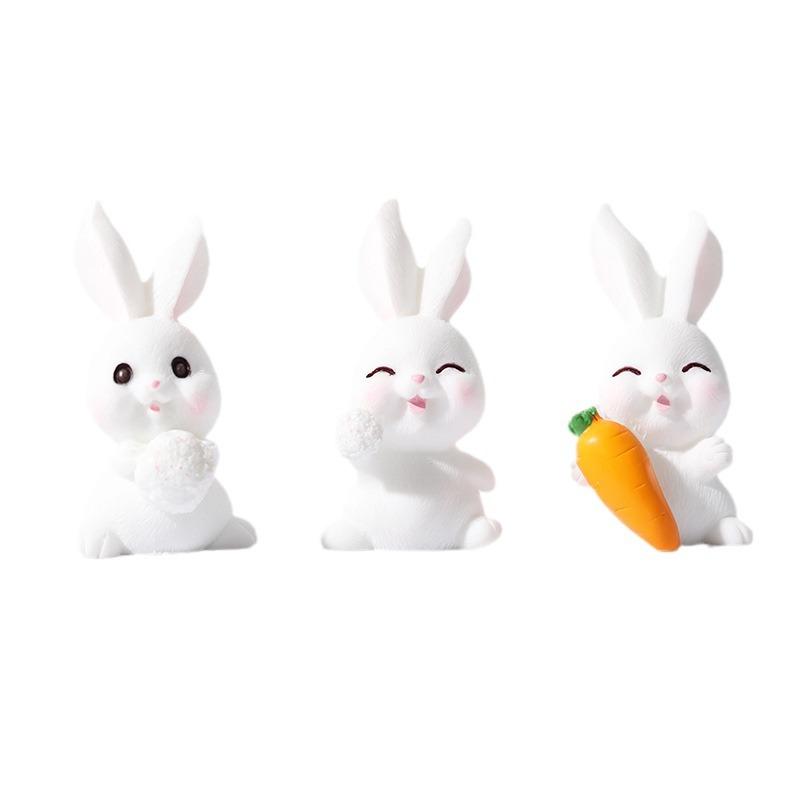 Micro-landscape Cute Little Rabbit Winter Snow Scene Snowman Decorative Accessories Car Carrying Small Ornaments