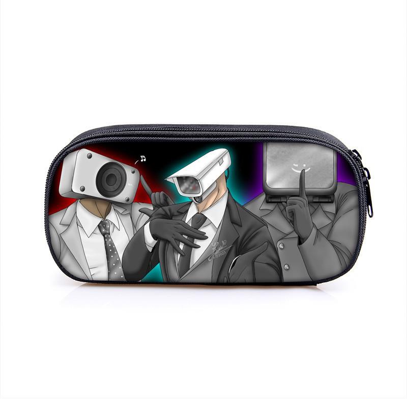Skibidi Toilet Cartoon Pen Case With Printed Characters Students School Supplies Multi Compartment Pencil Bag