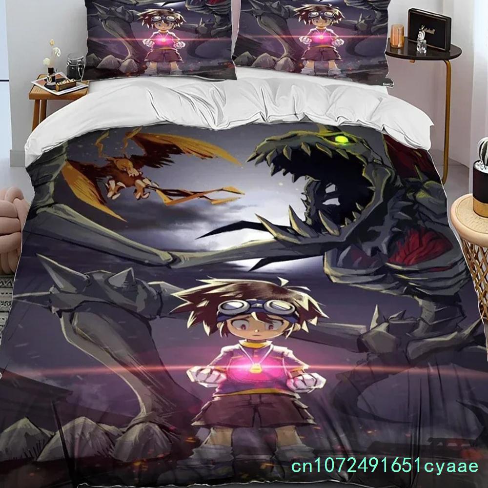 Digimon Adventure Monster Cartoon Bedding Set 3D Printed Suitable For Bedroom Duvet Cover Set With Pillowcases Kids Home Textile