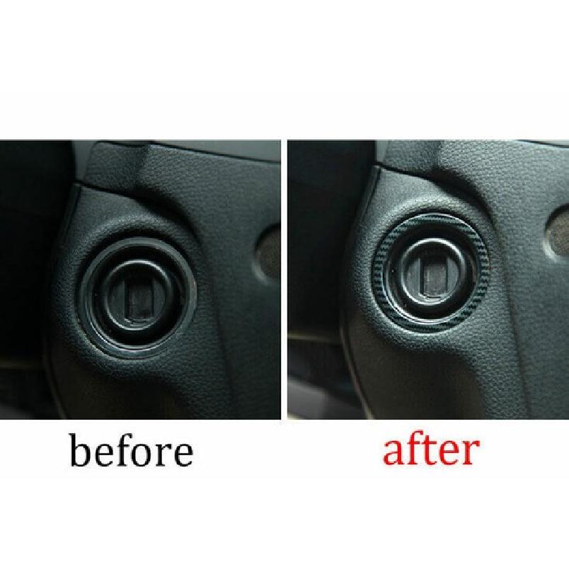 Carbon Fiber Steel Engine Start Stop Button Cover Ring For Benz C-Class 2007-14
