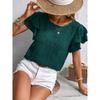GMXIA Women's Fashion Casual Leisure Summer Solid Color Print Short Sleeve O-Neck Blouses & Shirts