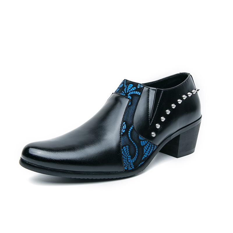 Fashion Men's Heightening Cuban Shoes Large Size Pointed Leather Shoes Foot Cover Dress Business Casual Shoes Wedding Men's Shoes