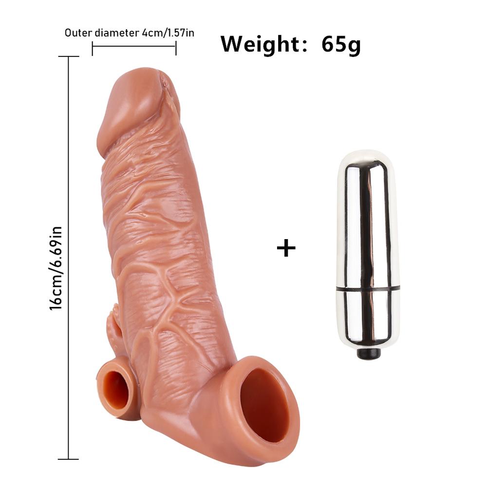 Reusable Condom Penis Extension Sleeve Delay Ejaculation Cock Cover Penis Extender Vibrator Sex Toys For Men Adults Products