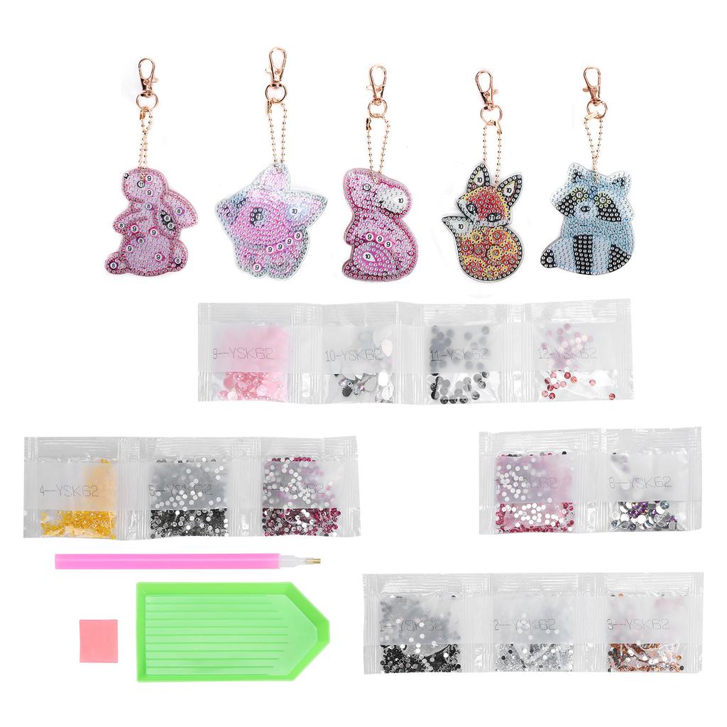 Sada klíčenky s diamantovou malbou Stylový přívěsek Kreslený DIY Vyšívací řemeslo Dekorace