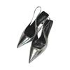 New Women's Sandals Pointed Toe Slingbacks Gold High Heels Dress Shoes Silver Pumps  Summer Wedding Shoe  Mujer