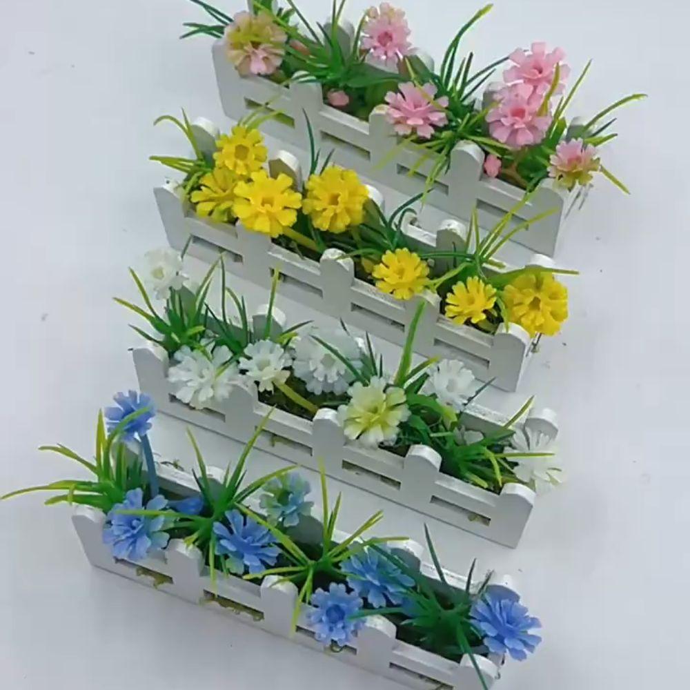 Decor Garden Miniature Potted Plants 1:12 Scale Doll Plants Fake Daisy  Kids Toys