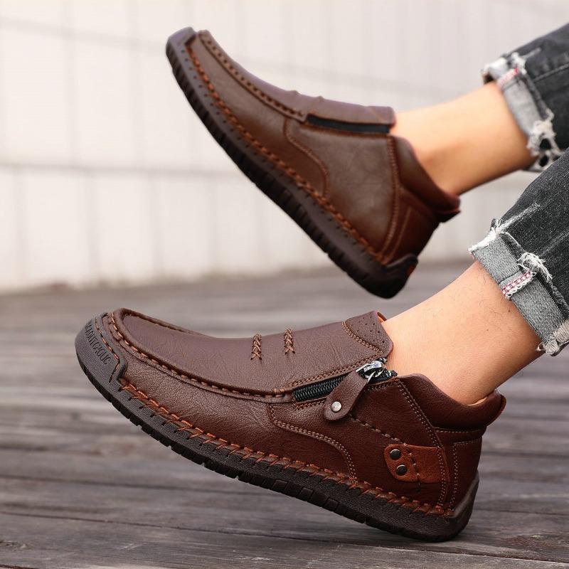 Classic Leather Men's Boots Fashion Handmade Leather Boots High-top Casual Loafers Soft Soled Driving Shoes for Men Ankle Boots