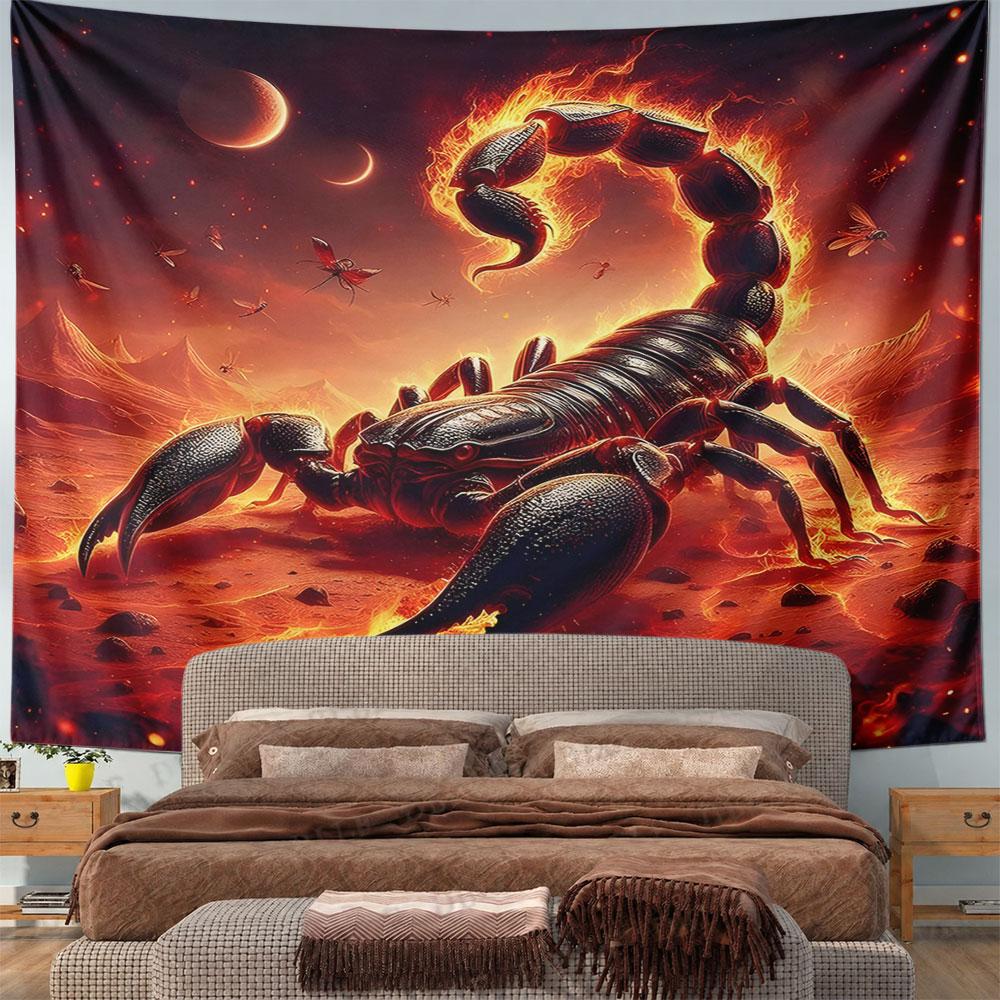 "Fiery Scorpion in Alien Landscape" Pattern Wall Hanging Tapestry Decorative Tapestry Home Decor for Bedroom and Living Room