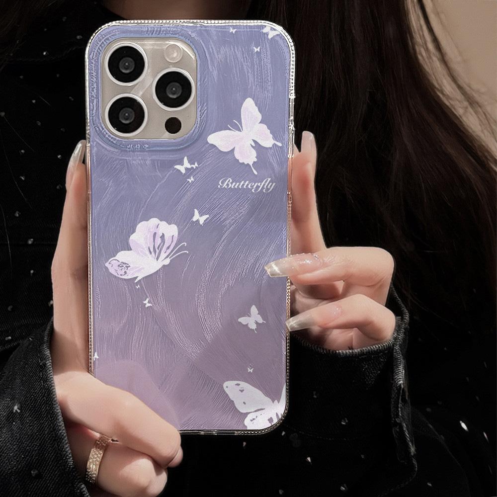Feather Luster Phone Case for Samsung A53 A14 A33 A12 A32 S24 S23 Plus S20 S21 FE for iPhone 17 15 16 13 Pro 17 16 Pro Max Butterfly Bow Phone Case