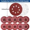 10pcs 5-inch 8-hole Flocked Sandpaper, Eed Sandpaper, Aluminum Oxide 125mm Flocked Abrasive Sandpaper