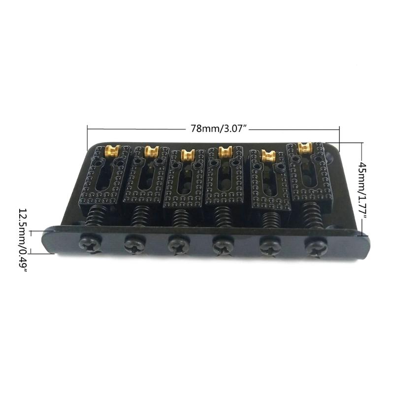78mm Top Load Tailpiece Guitar Roller Saddle Bridge Hardtail with Screws & Wrench 6 String Guitar Bass Replacement Parts