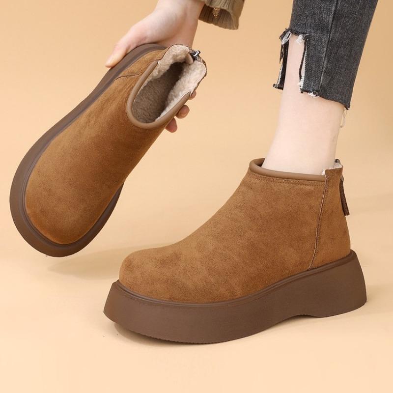 Snow Boots, Women's Thick-soled Height-increasing Fleece Warm Shoes, Short Boots