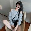 Vintage Off Shoulder  Tshirts For Woman Long-Sleeved T-Shirt Women's 2020 Korean Round Neck Loose Solid Color All-Match