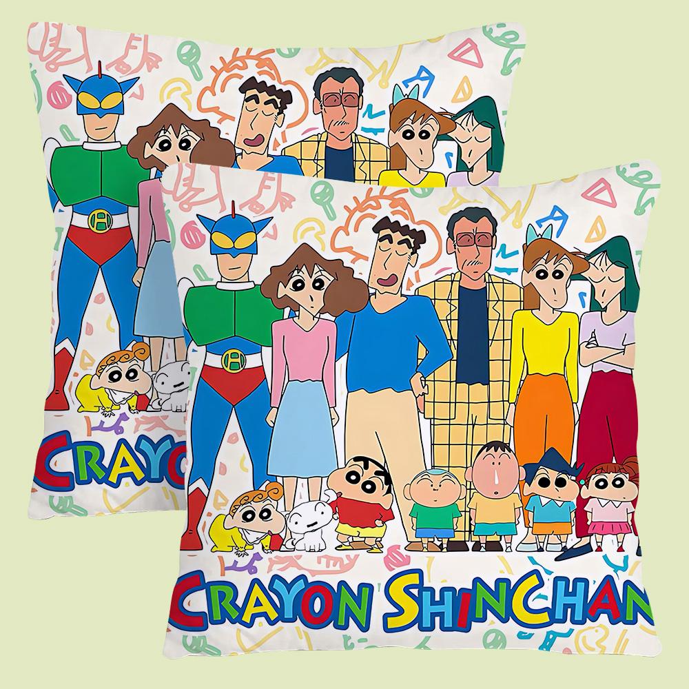Cartoon Crayon Shin-chan Pillow Covers Cartoon Sofa Decorative Home Double-sided Printing Short Plush Cute Cushion Cover