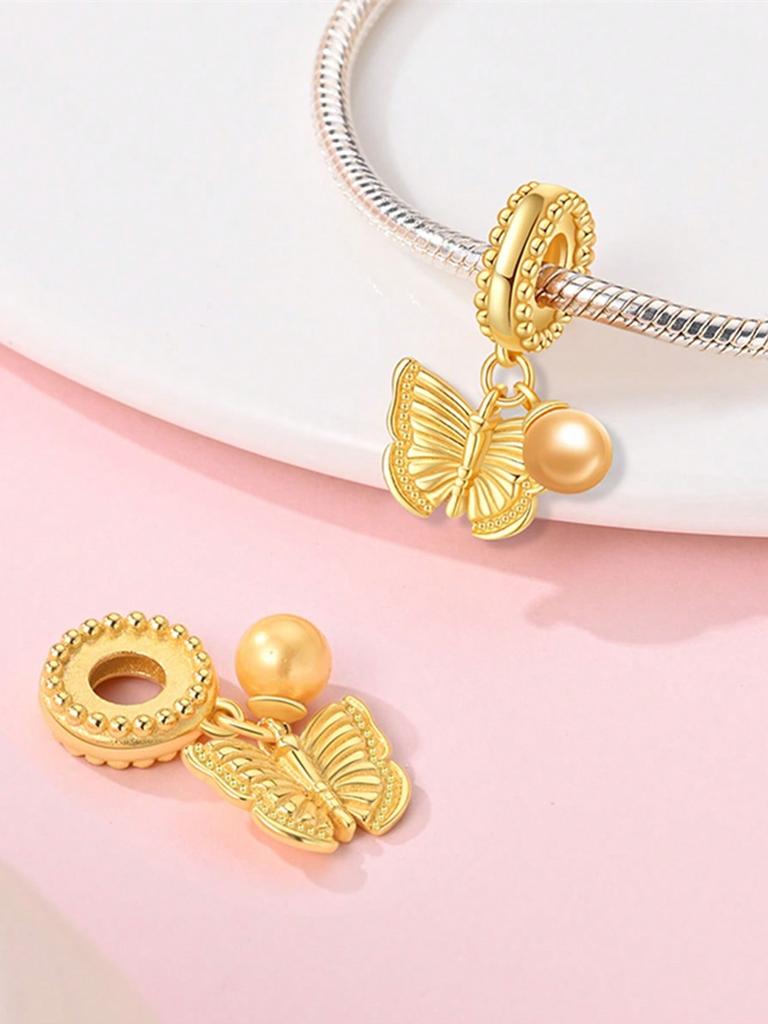 Blue Firefly Colorful Butterfly Beads Charm Copper Plated Fit Charms Copperoriginal Bracelet For Jewelry Making Diy Charm