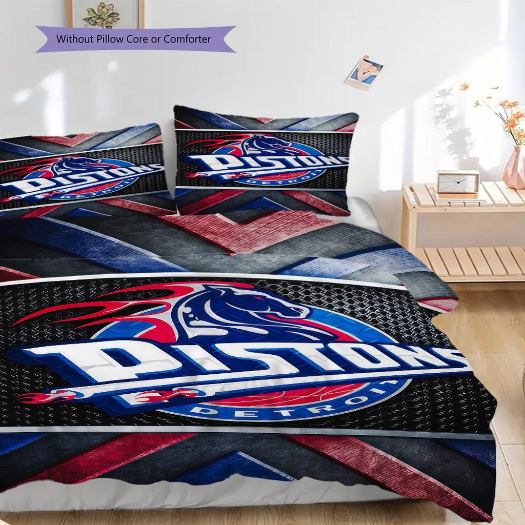 Detroit Pistons Bold Logo Three-piece set(1 * duvet cover + 2 * pillowcase, without core) Bedding set Duvet cover and pillowcase