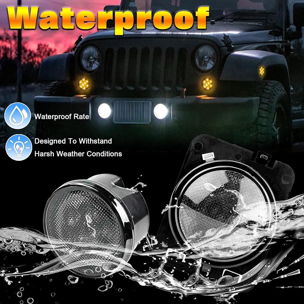 Front LED Turn Signal & Fender Side Marker Lights Set For 07-17 Jeep Wrangler JK