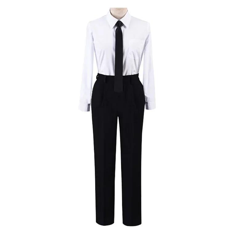 Anime Chain Saw Makima Cosplay Kostuums Sawman Makima Cosplay Voor Mannen Vrouwen Pakken Pruiken Trenchcoat Shirt Stropdas Broek Halloween Uniform S white