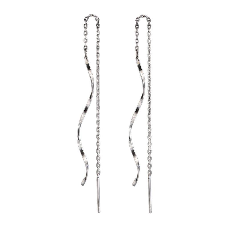 Accessories for Women Long Tassel Threader Earrings for Women Wave Shaped Simple Long Chain Earring Wedding Party Zircon Gift