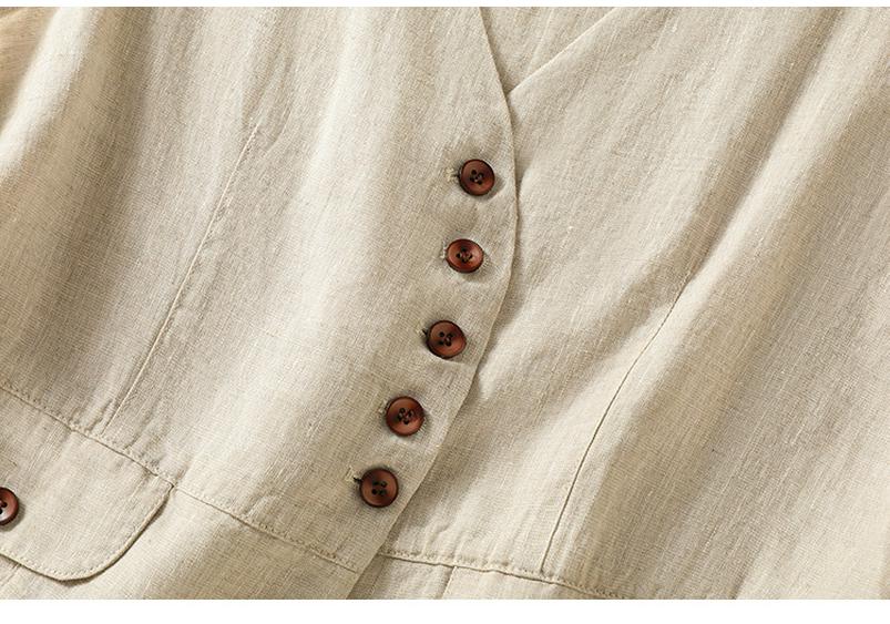 Women's Summer Simple V-neck Cotton Linen Vest Outerwear