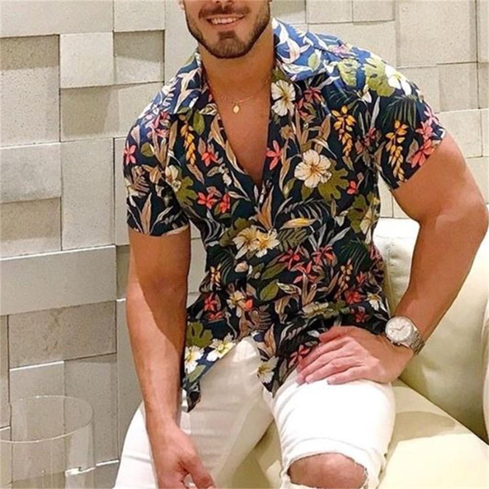 

Summer Hawaiian Floral Beach Casual Shirt 3D Coconut Pattern T-shirt Retro Short Sleeve Vacation outdoor Men s and women s Shirt S