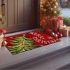 VIKAMA Christmas Snowman Snowflake Entrance Doormat, Soft Non‑Slip Washable Floor Mat, Hallway Xmas Holiday Home Decor