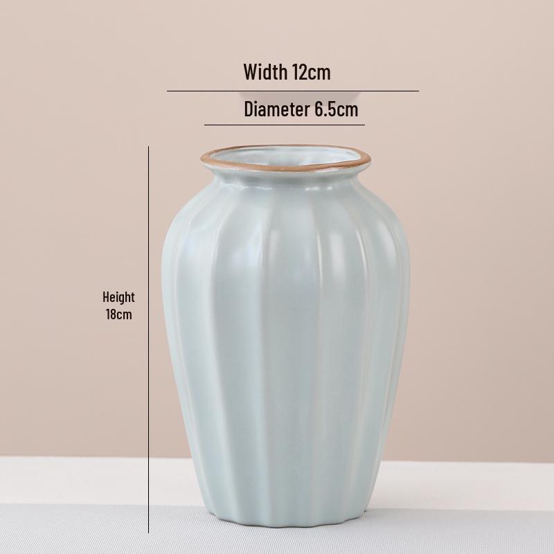 Elegant Celadon Vase: Classical Ru Kiln Ceramic for Hydroponic Flower Arrangements and Living Room Decor