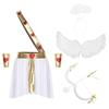 Mens Cupid Angel Costume Contrast Color Heart Skirt Detachable Sleeves Wings Set