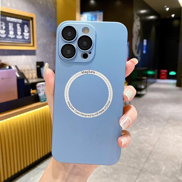 Husă de telefon cu piele mată pentru PC Magsafe pentru Iphone 14 12 11 13 Pro Max Cameră din sticlă Husă de protecție completă Suport încărcare fără fir