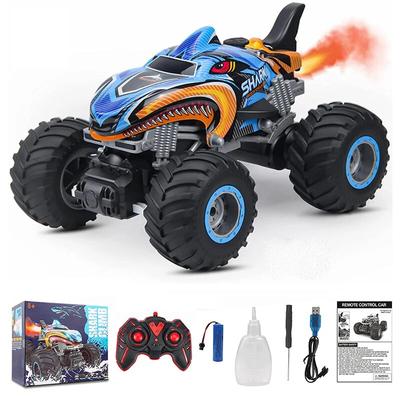 Voitures télécommandées 2.4GHz Monster Shark RC, camions électriques, véhicule de cascade, lumière sonore, jouets pour garçons, cadeau pour enfants