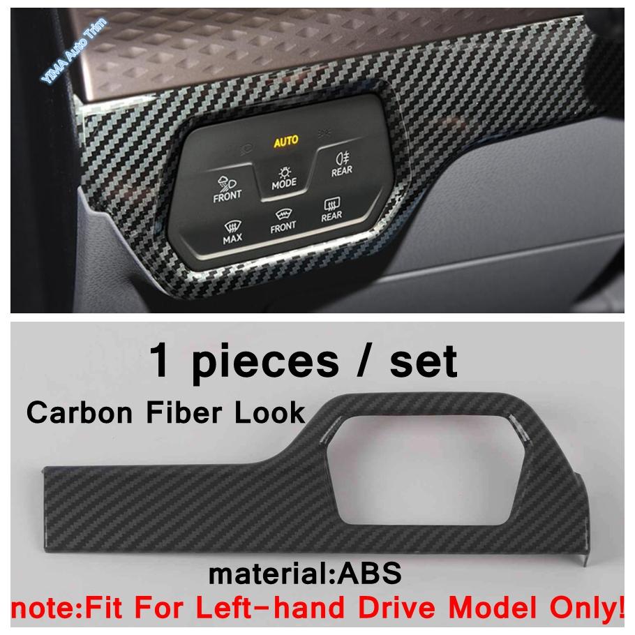 For VW Volkswagen ID.6 ID6 Carbon Fiber Car Window Lift Button / Head Lights Switch / Water Cup Accessories Cover Trim