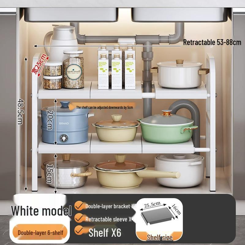 Organisateur de cuisine rétractable sous évier et support à casseroles