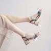 One Word with Sandals Fairy Style 2025 New Summer Women's Shoes Fashion Medium Heel Color Matching High Heel Thick Heel Shoes