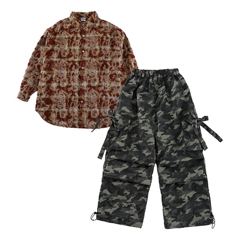 Trendiges Karomuster Streetdance Hip Hop Outfit Set für Kinder Jungen & Mädchen