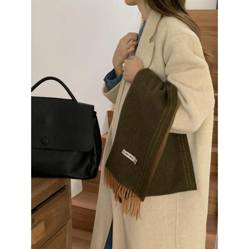 

Luxury~ 100 wool double-sided solid color scarf autumn and winter warm scarf, gifts are unisex