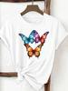 (Asian Size) Print Tee Top Women Woman Fashion Clothing T Shirt  Female Sweet Butterfly Style Short Sleeve Graphic T-shirts