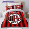 Lenjerie de pat cu model logo AC Milan Decorațiune pentru casă Cadou de ziua de naștere ( 1 față de pilotă + 2 fețe de pernă, fără umplutură),merchandise pentru fani.