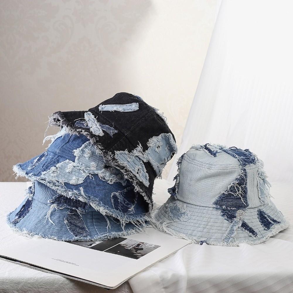 Japanese Denim Bucket Hat Beggar Style Sun Protection Basin Cap Fashion Retro Fisherman Hat  Women