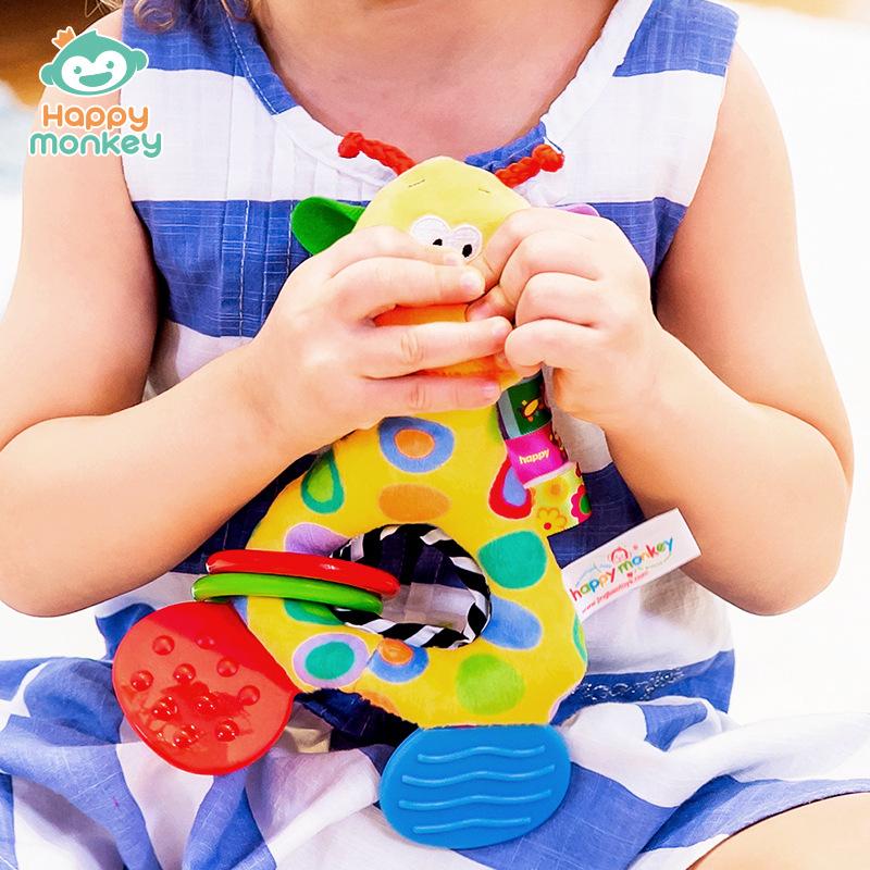 Brinquedo de mão para bebê, chocalho, música, goma de mascar, pode morder, treinamento de preensão do bebê