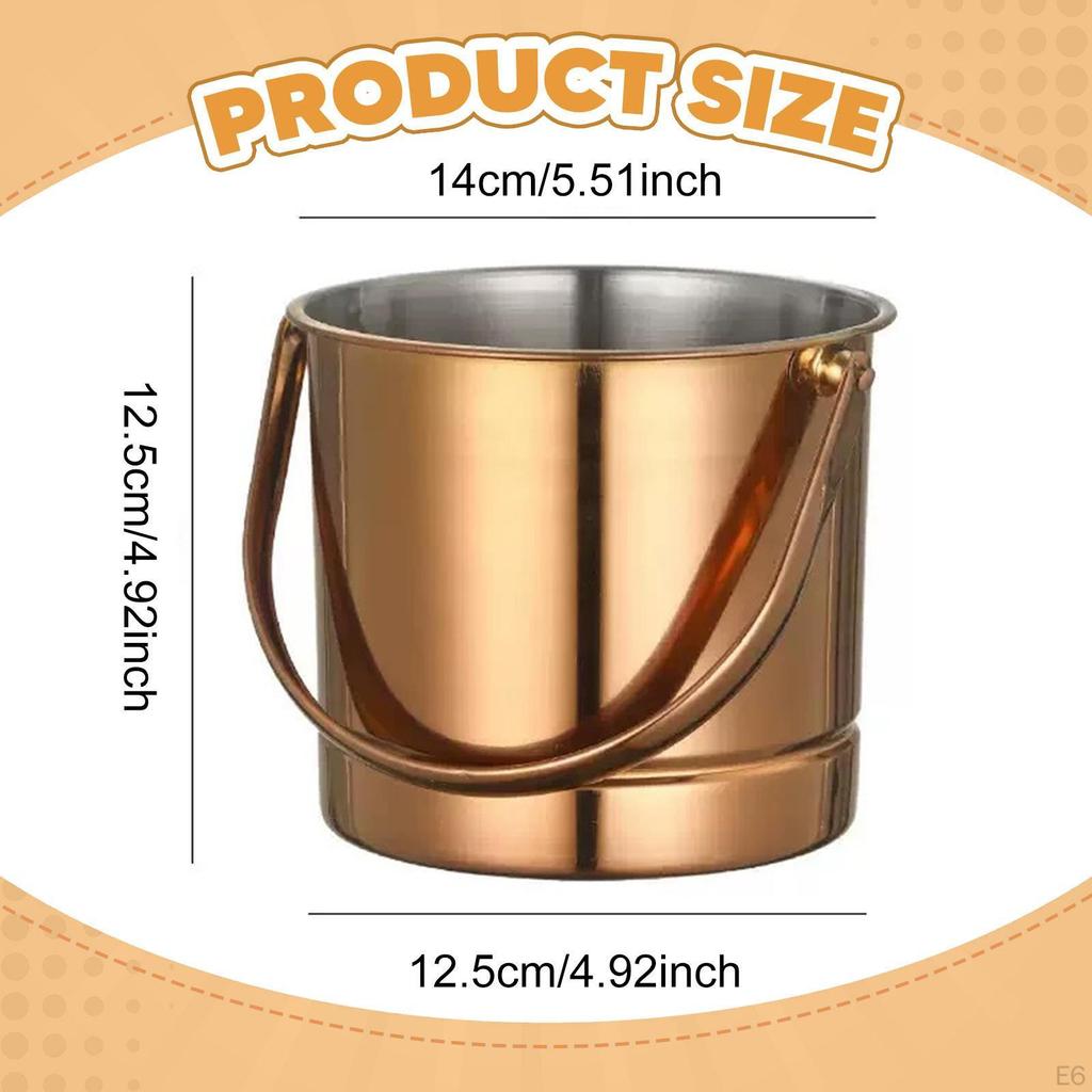 1.5L Ice Bucket Beer Holder Portable Handle Stainless Steel Drink Tub for Cocktails Home Bar